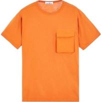 Stone Island Knitted Ribbed Crew Neck Short Sleeve T-Shirt Men Tops Orange 781520358-V0073 S