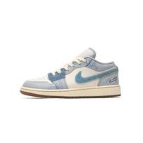 Jordan Air Jordan 1 Low SE Endless Summer Cushioning, Wear Resistant Low top Basketball Shoes GS White Blue FZ5046-041(Team196-) 36.5