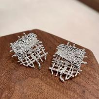 Irregular Woven Zirconia Stud Earrings: Fashionable, Luxurious, and Unique Ear Accessories for Women