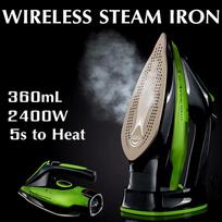2400W/360ml 5 Speed Portable Ceramic Soleplate Steam Iron Adjust Cordless Charging Portable Clothes Ironing Steamer žalia