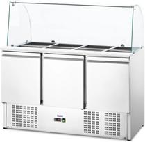 Royal Catering 3 durų šaldytuvinis salotų stalas su stikliniu prailginimu 8x GN 368 l