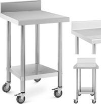 Royal Catering Darbinis stalviršis ant ratukų su apvadu 2 lygiai 60 x 60 cm STAL iki 120 kg