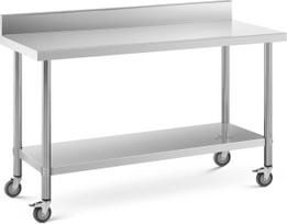 Royal Catering Metalinis maitinimo stalas ant ratukų su lentyna ir apvadu PELENAS 60 x 150 cm