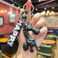 Cute Soft Pony Pendant Christmas Gift New Year Mascot 3D Pu Leather Keychain Animal Simulation Couple Keychain Hot Pendant 13cm juoda