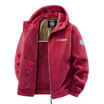 Fleece Zip Up Hoodie Outdoor Warm Jacket for Men Women M raudona