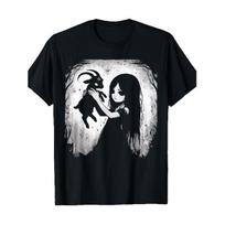 Black Goat Demon Baphomet Satanic Goth Dark Alt Aesthetic T-Shirt--180g S juoda