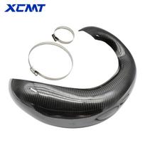 For KTM Husqvarna 250 300 2-Stroke Dirt Bike Accessories Motorcycle Exhaust Guard Cover Exhaust Pipe Carbon Fiber Protection