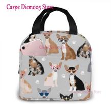 Unisex Food Warmer Bag Chihuahua Dog Lunch Bag Reusable Lunch Box Lunch Cooler Tote