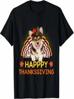 Funny Corgi Dog Turkey Happy Thanksgiving Costumes T-Shirt S įvairiaspalvis