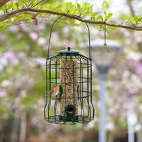 Practical-Bird Deterrent Feeder Rust-Proof Hanging Bird Feeder Cage For Garden Backyard Squirrel-Proof Wild Bird Feeder žalia
