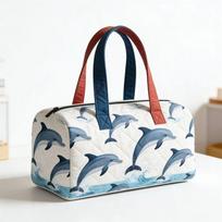 Quilted Dolphin Print Tote Bag Waterproof Travel Handbag Nautical Beach Fitness Bag Lightweight Vacation Cruise Camping Mixed Color 16''x8''x8''