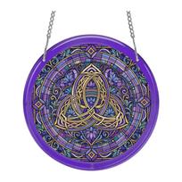 Round Acrylic Window Hanging Suncatcher Decorative Panel with Bird and Floral Pattern Stained Glass Style 2D Art for Home and Office One Size
