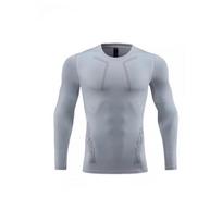 Men's Compression Long Sleeve T-Shirt, Quick-Dry Athletic Workout Top With Reflective Stripes S pilka
