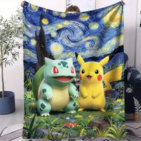 Ultra-Soft Pokémon Print Blanket Warm Comfortable Flannel Blanket Suitable for Bedrooms,Sofas, Beds,Chairs 75x90cm28x35in