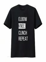 Muay Thai Fighter Black T Shirt Elbow Knee Clinch Print Christmas Ideas For Kru Lovers unisex Or Wounisex Vintage Washed Stretched S įvairiaspalvis
