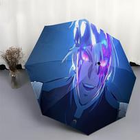 Demon Slayer Kimetsu no Yaiba Tokito Muichiro Mark Awakening Neon Purple & Blue Gradient Print Folding Umbrella - Premium Anime