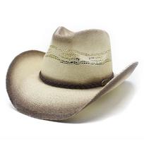 Eaby Rigid Weave Top Hat Knight Cowboy Hat Jazz Hat Rolled Brim Straw Hat M（56-58cm） smėlis