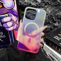 The IPhone16 Dual-color Gradient Blue Light Glitter Magnetic Attraction Is Suitable for Apple 14/15 Pro Max Phone Cases Apple 16