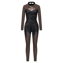 Outer Halloween Witch Suit Digital Printed onesie Black Full Body Uniform Female S