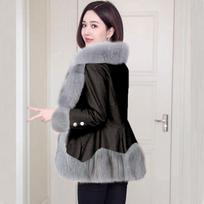 Leather jacket women's new down cotton clothes slim imitation fox fur cotton coat coat winter fashion S juoda
