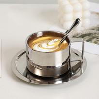 Dvigubos sienelės nerūdijančio plieno kavos puodelis 200 ml talpos Latte Cappuccino puodelis Modernus arbatos puodelis Namams 260ML