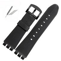 23mm Silicone Rubber Strap for Swatch Watch YOS440 449 401G 447 448 IRONY Sports Waterproof Wristband Tools Bracelet Black Blue 23mm black