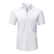 Vyriški trumparankoviai marškiniai su sagomis, slim fit, balti, formalūs, madingi, laisvalaikio S balta