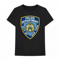 NYC Unisex Adult Police Department Badge Cotton T-Shirt S juoda