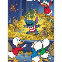 Disney 5D DIY Diamond Painting Stitch Scrooge McDuck and Their Family in The Coin Vault Cartoon Full Diamond Mosaic Art Wall Decoration Set Round 20x30cm