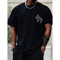 Kryžius Vyriški Medvilniniai Marškinėliai Prabangus Prekės ženklas Madingi Dideli Dydžiai Viršus Laisvalaikio Trumpomis Rankovėmis Streetwear Klasikinis Spaudinys Naujas Atvykimas T-shirt S-4XL XL juoda