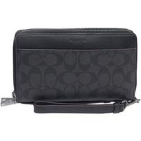 Coach Dvigubo Užtrauktuko Piniginė 20 Klasikinis Monogramos Ilgas Užtrauktukas Padengtas Drobės Ir Odos Kortelių Laikiklis Vyriška Piniginė Juoda 67626-N3A Basic Set (Bag+Dust Bag)