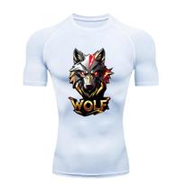 Wolf Head  Men's Sports T-shirt Training Fitness CompressionRashgard Tops Jogging Running Gym Workout T-Shirt S