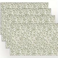 Lino servetėlių rinkinys iš 4 vnt. William Morris „Willow Bough“ dizaino, skalbiamos stalo servetėlės namų virtuvės, valgomojo dekoravimui 4PCS