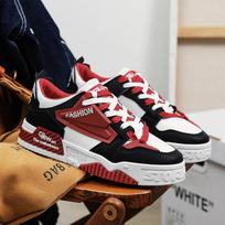 Wear-resistant Lace Up Men Casual Sports Sneakers All Match Running Basketball Board Shoes for Outdoor Leisure Workout Male Footwear 39 raudona