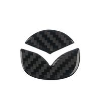 Carbon Fibe Car Steering Wheel Decorative Stickers Accessories For Mazda 2 3 6 5 Atenza CX3 CX5 MX5 CX7 Axela CX30 CX90 CX60 CX5