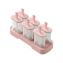 6Pcs Ice Cream Mold Plastic Popsicle Maker for Homemade Fruit Ice Cream Yogurt Popsicles Chocolate Pudding Molds for Children rožinė