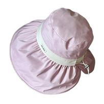 New Sun Protection Fisherman Hat Breathable Adjustable Bucket Hat Drawstring Wide Brim Sun Hat Women rožinė