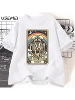 Rainbow Pride T Shirt LGBTQ Pride Tarot Card T-Shirt Equal Rights Tee Gay Human Rights Tshirt Skeleton Pride Graphic Tees S įvairiaspalvis