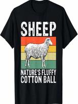 Sheep Natures Fluffy Cotton Ball Sheep T-Shirt S įvairiaspalvis