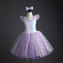 Cute Sequined Princess Ballet Tutu Kids Kindergarten Performance Dress 100 violetinė