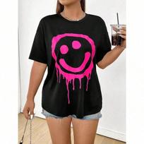 A Smiling Face On The Verge Of Melting T-Shirt Wounisex Cotton Loose Tshirts Hip Hop Breathable Streetwear Soft Casual Short 1232 S įvairiaspalvis