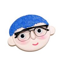 Creative Eyeglass Holder Stand for Desk Decorative Accessory Unique Boy and Girl Face Design Eyewear Organizer for Home and Office Use mėlyna