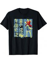 Anime Pirate Character Grid T-Shirt S įvairiaspalvis