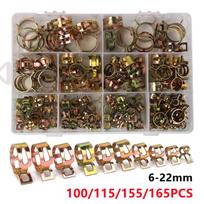 100/115/155/165pcs Boxed Spring Clips 6-22mm Fuel Oil Water CPU Line Hose Pipe Air Tube Clamps Metal Fastener Accessories 115PCS