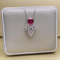 European Light Luxury Ruby Zircon Earrings & Necklace Bridal Set