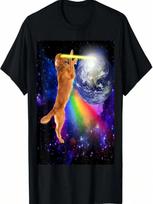 Dog In Space Laser Eyes Rainbow Funny Meme Dog T-Shirt S įvairiaspalvis