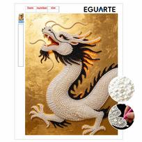 5D Round Pearl Painting Kit Majestic Dragon Pattern DIY Handmade Rhinestone Art Home Interior Decor Gift 30x40cm