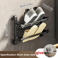 Multifunctional Wall-Mounted Shoe Rack Convenient Wall-Mounted Design Stainless Steel Foldable Towel Rack A