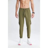 Men's Quick-Dry Cargo Jogger Pants, Elastic Waist Drawstring Athletic Trousers With Multi-Pockets M žalia
