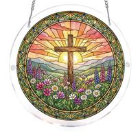 83 Piece Acrylic Suncatcher Window Hanging Panel 19cm Diameter Featuring Hummingbird and Floral Design for Indoor Decoration and Light Diffusion